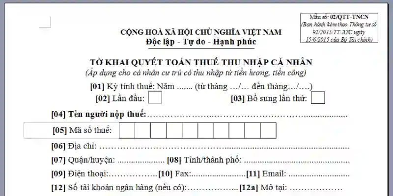 Tờ khai quyết toán thuế TNCN là gì?